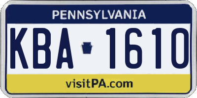 PA license plate KBA1610