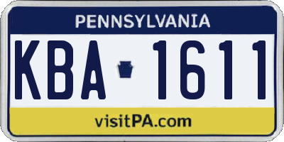 PA license plate KBA1611