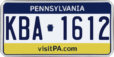 PA license plate KBA1612