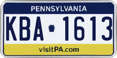 PA license plate KBA1613