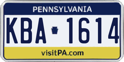 PA license plate KBA1614