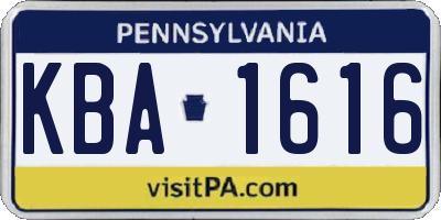 PA license plate KBA1616