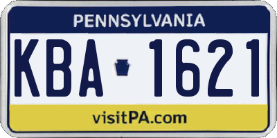 PA license plate KBA1621