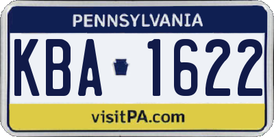 PA license plate KBA1622