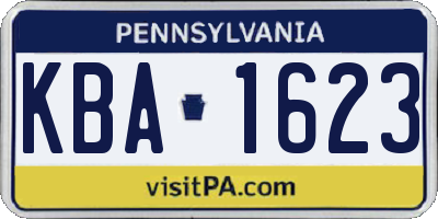 PA license plate KBA1623
