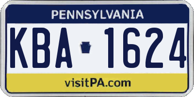 PA license plate KBA1624