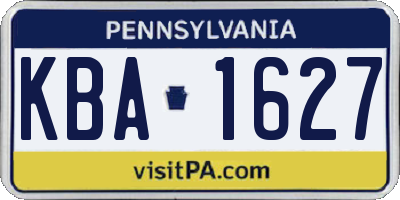 PA license plate KBA1627