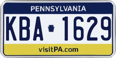 PA license plate KBA1629
