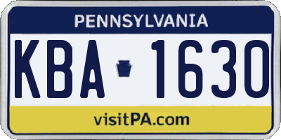 PA license plate KBA1630