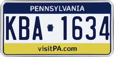 PA license plate KBA1634