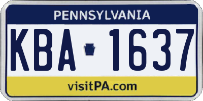 PA license plate KBA1637