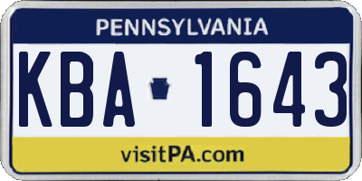PA license plate KBA1643