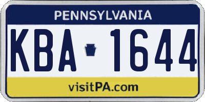 PA license plate KBA1644