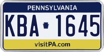 PA license plate KBA1645