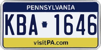 PA license plate KBA1646