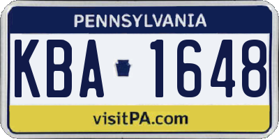 PA license plate KBA1648