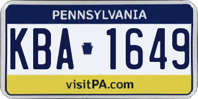 PA license plate KBA1649