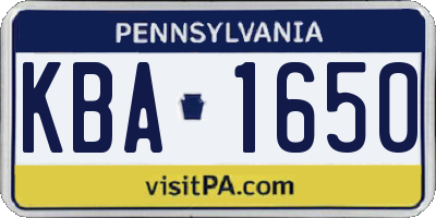 PA license plate KBA1650
