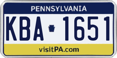 PA license plate KBA1651