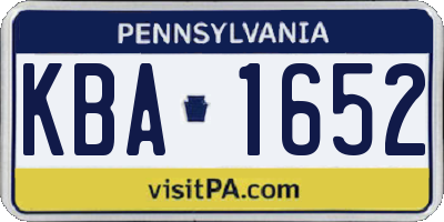 PA license plate KBA1652
