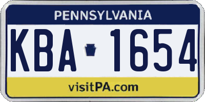 PA license plate KBA1654