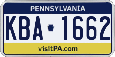 PA license plate KBA1662