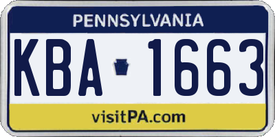 PA license plate KBA1663