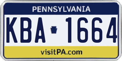 PA license plate KBA1664