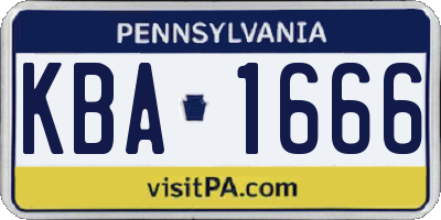 PA license plate KBA1666
