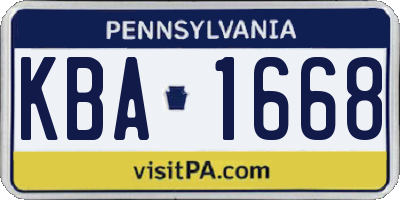 PA license plate KBA1668