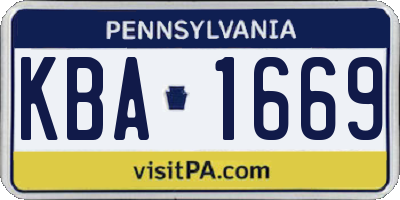 PA license plate KBA1669