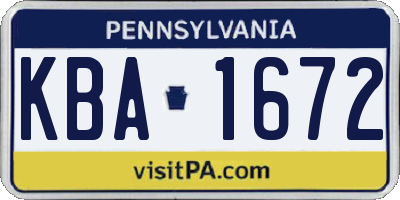 PA license plate KBA1672