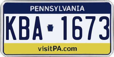PA license plate KBA1673
