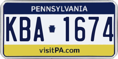 PA license plate KBA1674