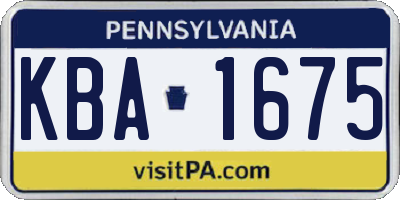 PA license plate KBA1675