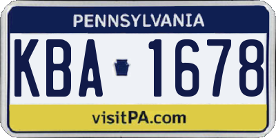 PA license plate KBA1678