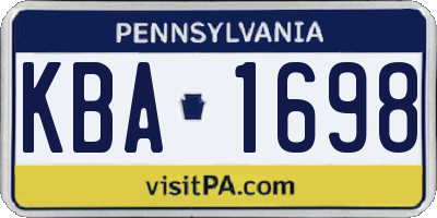 PA license plate KBA1698