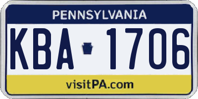 PA license plate KBA1706