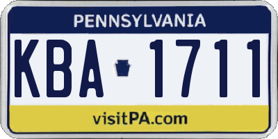 PA license plate KBA1711