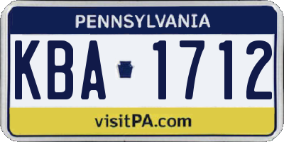 PA license plate KBA1712