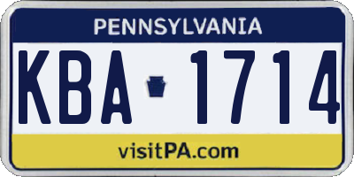 PA license plate KBA1714