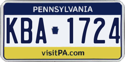 PA license plate KBA1724