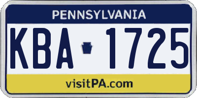 PA license plate KBA1725