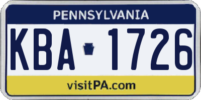 PA license plate KBA1726