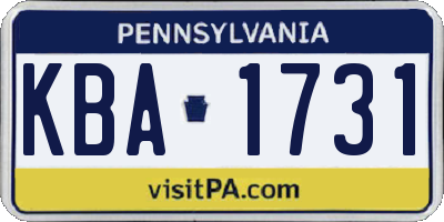 PA license plate KBA1731