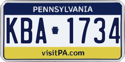 PA license plate KBA1734