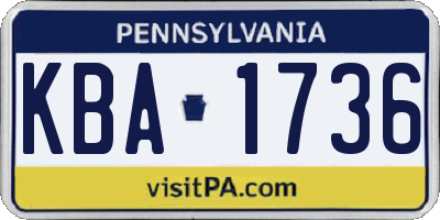 PA license plate KBA1736