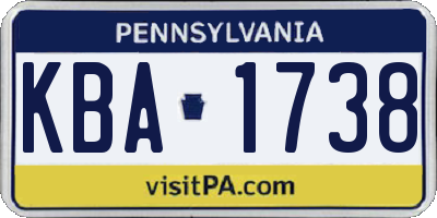 PA license plate KBA1738