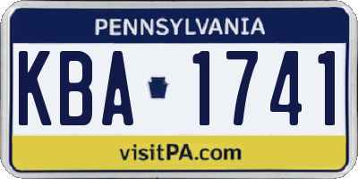 PA license plate KBA1741