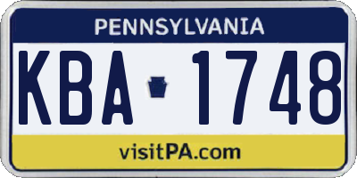 PA license plate KBA1748